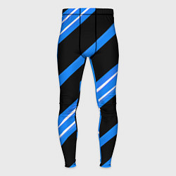 Тайтсы мужские Black and white stripes on a blue background, цвет: 3D-принт