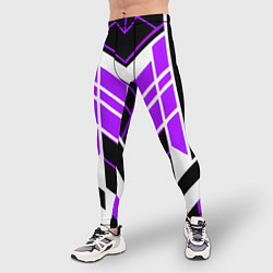 Тайтсы мужские Purple and black stripes on a white background, цвет: 3D-принт — фото 2