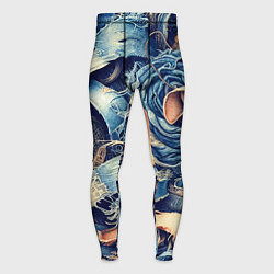 Тайтсы мужские Джинсовая рванина - модный тренд, цвет: 3D-принт