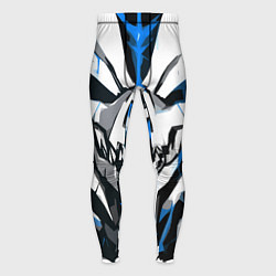 Тайтсы мужские Белый череп и синие полосы на чёрном фоне, цвет: 3D-принт