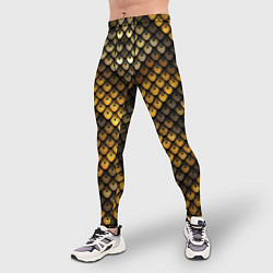 Тайтсы мужские Кольчуга - металлическая чешуя змеи, цвет: 3D-принт — фото 2