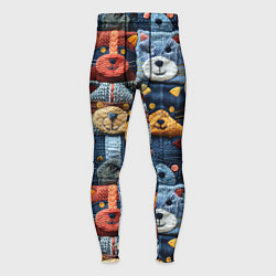 Тайтсы мужские Вязанные еноты на пэчворк, цвет: 3D-принт