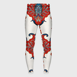 Мужские тайтсы Узор красно-синий на белом фоне