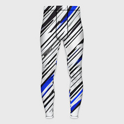 Тайтсы мужские Диагональные чёрно-синие полосы на белом фоне, цвет: 3D-принт