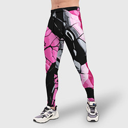 Тайтсы мужские Чёрные линии на чёрно-розовом фоне, цвет: 3D-принт — фото 2