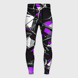 Мужские тайтсы Фиолетово-белый паттерн на чёрном фоне