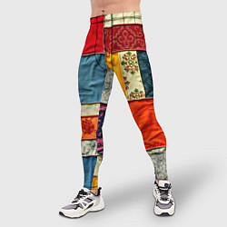 Тайтсы мужские Пэчворк из ярких тканей, цвет: 3D-принт — фото 2