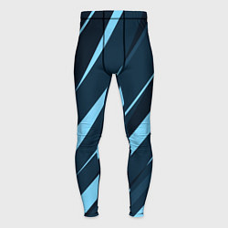 Тайтсы мужские Тёмный бирюзовый контрастные полосы, цвет: 3D-принт