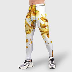 Тайтсы мужские Золотые листья на белом, цвет: 3D-принт — фото 2