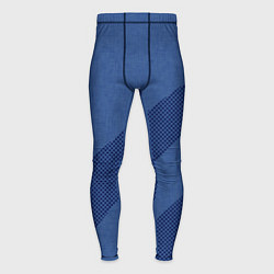 Мужские тайтсы Синий текстурный с полосой