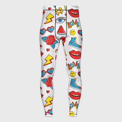 Мужские тайтсы Паттерн с яркими молодежными стикерами