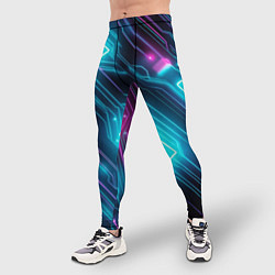 Тайтсы мужские Неоновый узор киберпанк микросхемы, цвет: 3D-принт — фото 2