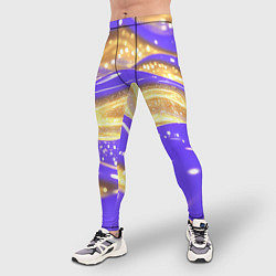Тайтсы мужские Фиолетово-золотая жидкая текстура, цвет: 3D-принт — фото 2