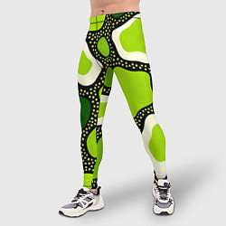 Тайтсы мужские Зеленая абстракция с кругами, цвет: 3D-принт — фото 2