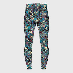 Мужские тайтсы Бордово-голубой квадратный паттерн