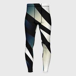 Мужские тайтсы Чёрно-белый с синим затемнением полосы