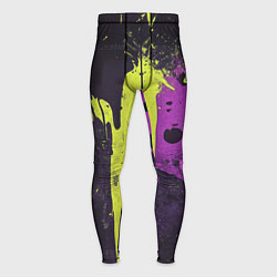 Мужские тайтсы Желтая и фиолетовая краска на черном
