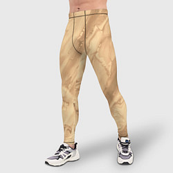 Тайтсы мужские Бежевая текстура каменная мрамор, цвет: 3D-принт — фото 2