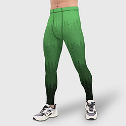 Тайтсы мужские Зеленый градиент текстурные полосы, цвет: 3D-принт — фото 2