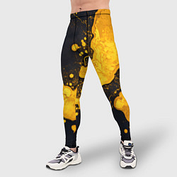 Тайтсы мужские Золотые кляксы на черной текстуре, цвет: 3D-принт — фото 2