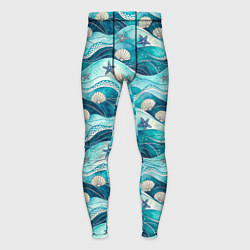 Мужские тайтсы Летний узор с ракушками и морскими звездами