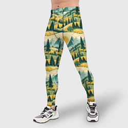 Тайтсы мужские Горные пейзажи ретро стиль, цвет: 3D-принт — фото 2