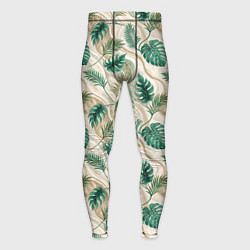 Мужские тайтсы Листья монстеры на мраморном фоне