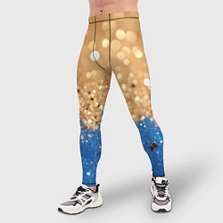 Тайтсы мужские Золотистые блестки и синий низ, цвет: 3D-принт — фото 2