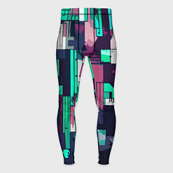 Тайтсы мужские Абстракция бирюзовый с розовым геометричный, цвет: 3D-принт
