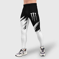 Тайтсы мужские Monster energy белые штрихи, цвет: 3D-принт — фото 2
