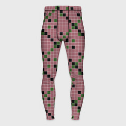 Тайтсы мужские Коричневая с черным и зеленым плитка, цвет: 3D-принт