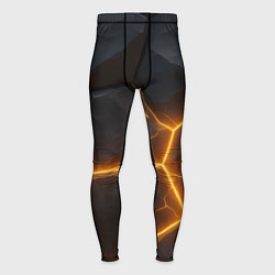 Тайтсы мужские Черные плиты с оранжевой молнией, цвет: 3D-принт