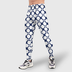 Тайтсы мужские Серо-белый узор в клетку и горох ретро, цвет: 3D-принт — фото 2