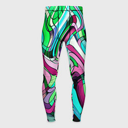 Мужские тайтсы Зелёно-розовый искажённая абстракция