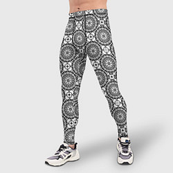 Тайтсы мужские Черно белый кружевной узор, цвет: 3D-принт — фото 2