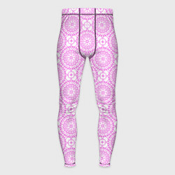 Тайтсы мужские Бело розовый ажурный кружевной узор, цвет: 3D-принт