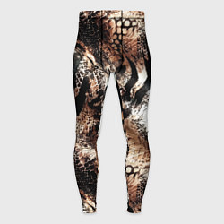 Тайтсы мужские Змеиная кожа и полоски зебры микс - сафари паттерн, цвет: 3D-принт