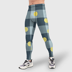 Тайтсы мужские Синий деним и мимоза, цвет: 3D-принт — фото 2