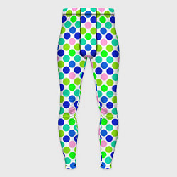 Тайтсы мужские Разноцветный синий розовый зеленый горох на белом, цвет: 3D-принт
