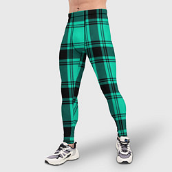 Тайтсы мужские Checkered turquoise, цвет: 3D-принт — фото 2