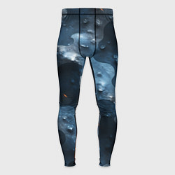 Тайтсы мужские Синий камуфляж с каплями, цвет: 3D-принт