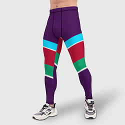 Тайтсы мужские Фиолетовый с полосами, цвет: 3D-принт — фото 2