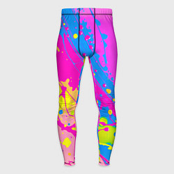 Мужские тайтсы Яркая абстракция из розовых и голубых красок