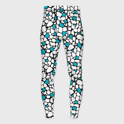 Мужские тайтсы Мелкий синий белый мозаичный узор на черном