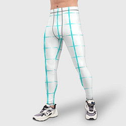 Тайтсы мужские Color white light blue crosses, цвет: 3D-принт — фото 2