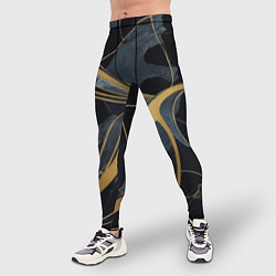 Тайтсы мужские Мраморный узор с золотыми полосками, цвет: 3D-принт — фото 2