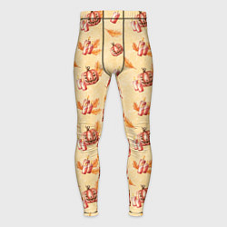 Тайтсы мужские Хеллоуин с тыквой и листьями, цвет: 3D-принт