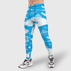 Тайтсы мужские Рыбы в голубой воде, цвет: 3D-принт — фото 2