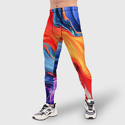 Тайтсы мужские Красно-синие масляные краски смешение абстракция, цвет: 3D-принт — фото 2