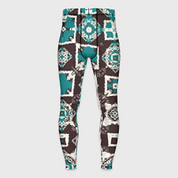 Мужские тайтсы Бирюзово-коричневая геометрическая текстура